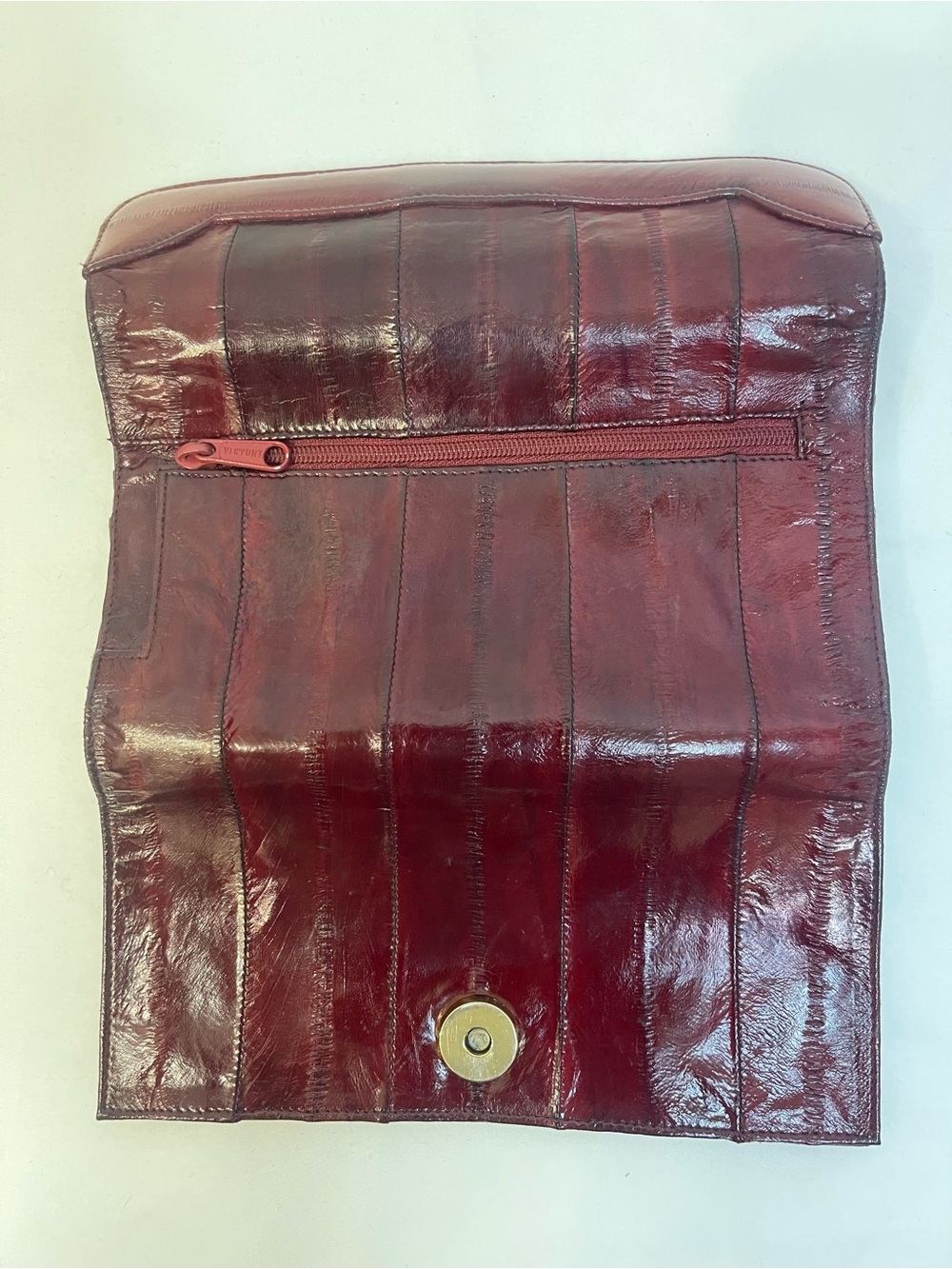 Vintage Eel Skin Burgundy Wallet EUC - Picture 5 of 11